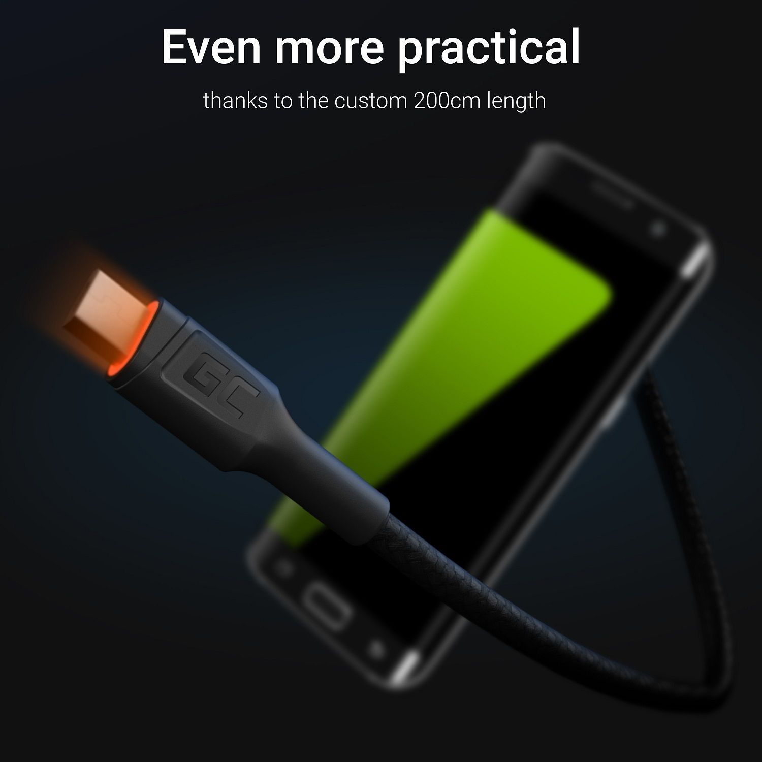 Green Cell KABGC11 2 Meter microUSB Schnellladekabel