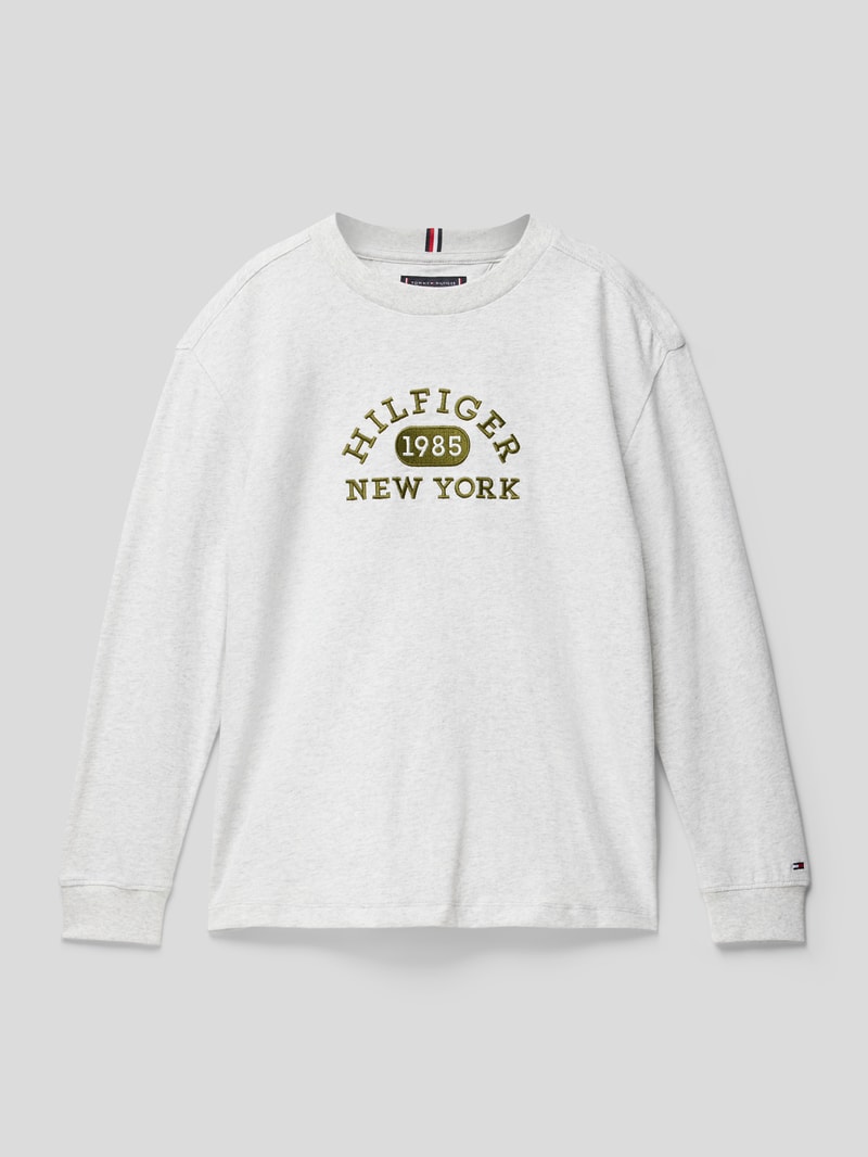 Longsleeve mit Label-Stitching in mittelgrau meliert