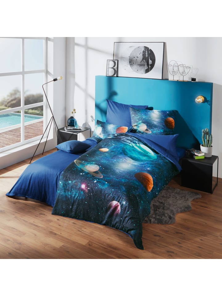 Erwin Müller Mako-Satin Wendebettwäsche in ozeanblau günstig kaufen