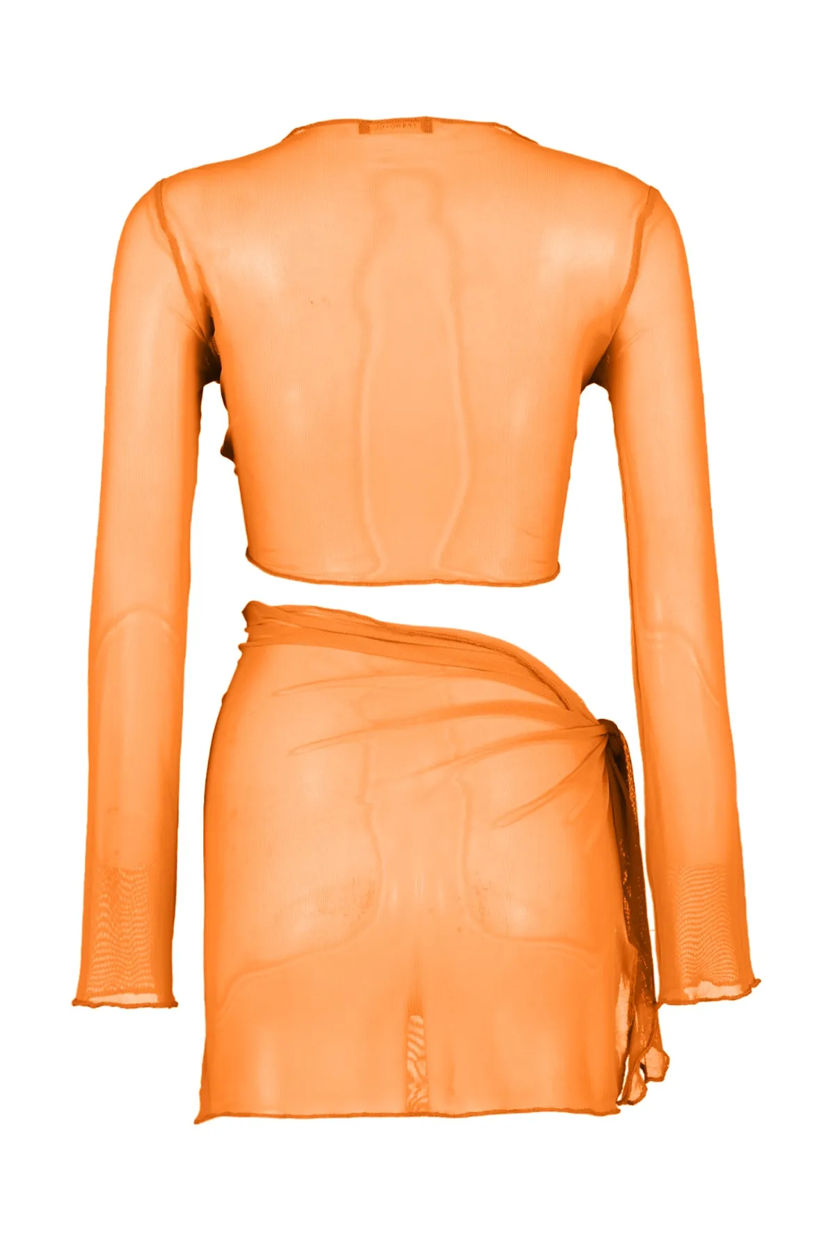 Trendyol Collection  Orangefarbenes Blusen-Rock-Set aus gewebtem, gebundenem Netzstoff TBESS23AU00033
