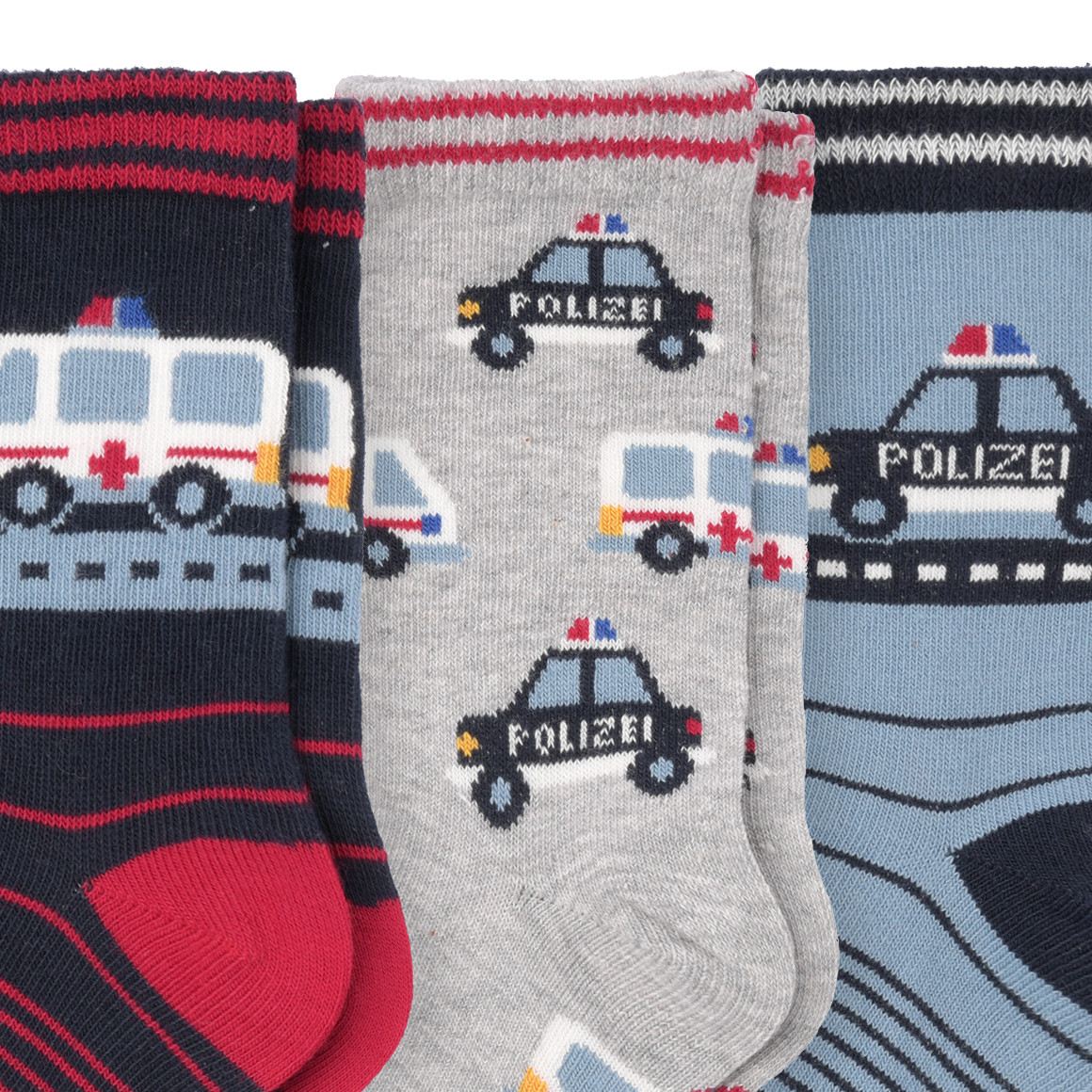 3 Paar Jungen Socken mit Auto-Motiven