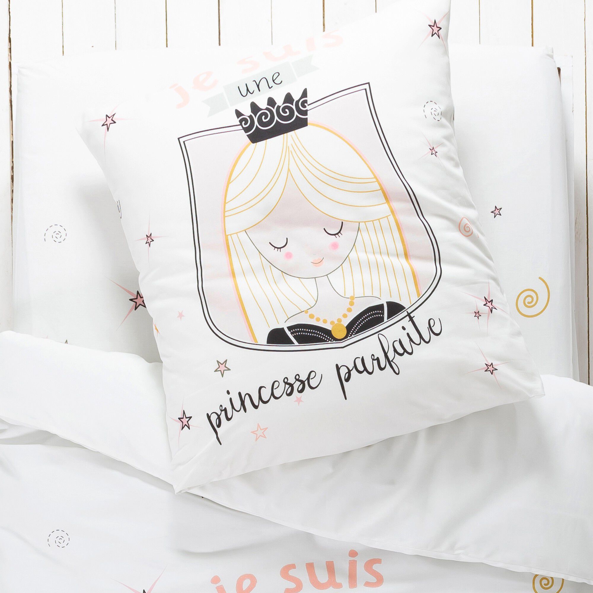 Linge de lit enfant Blanche imprimé 1 personne