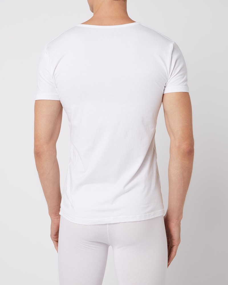 T-Shirt mit V-Ausschnitt im 2er-Pack in weiß