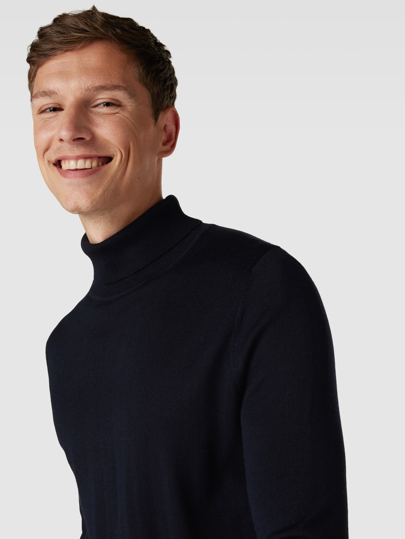 Pullover mit Stehkragen in marineblau