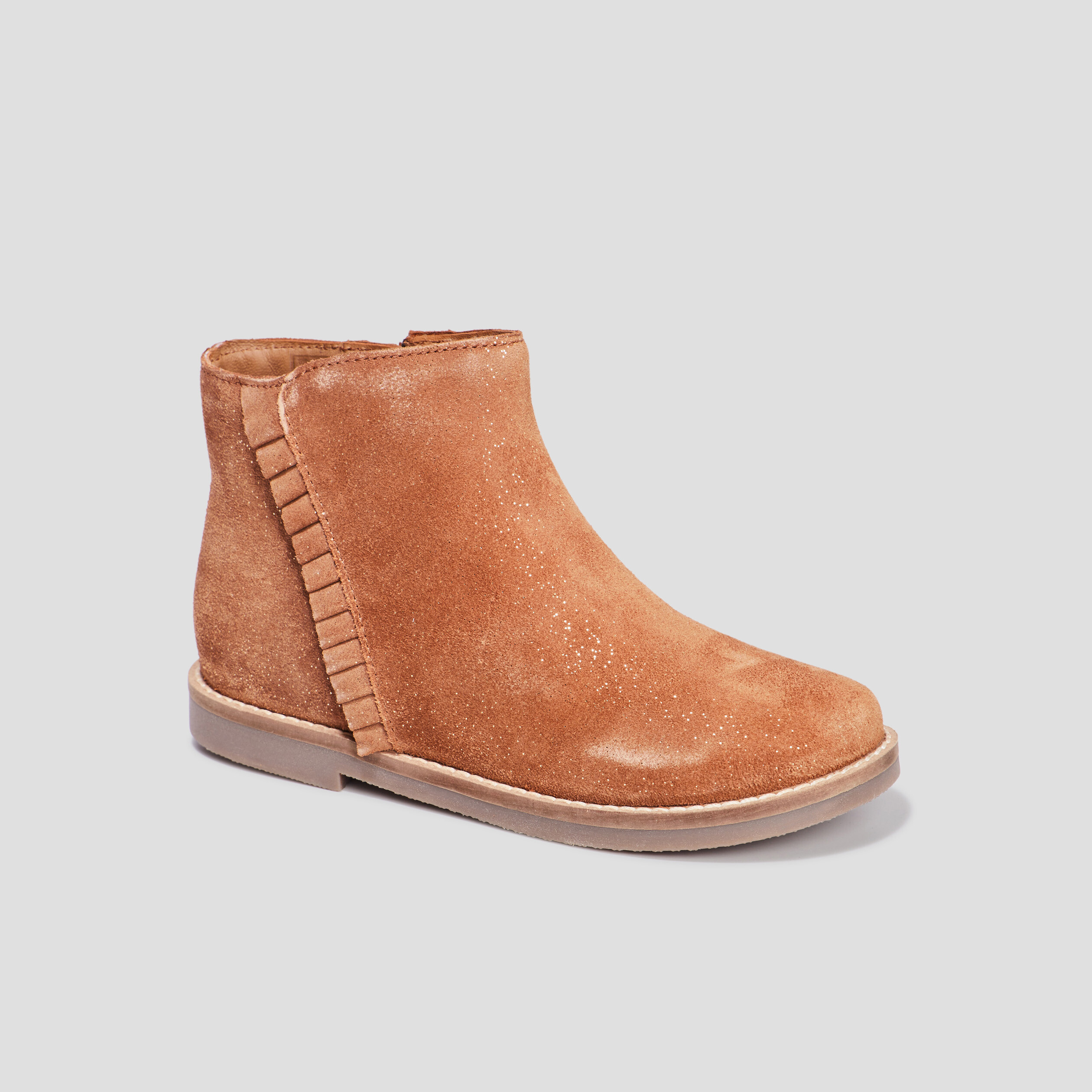 Bottines à volants en cuir camel fille | La Halle