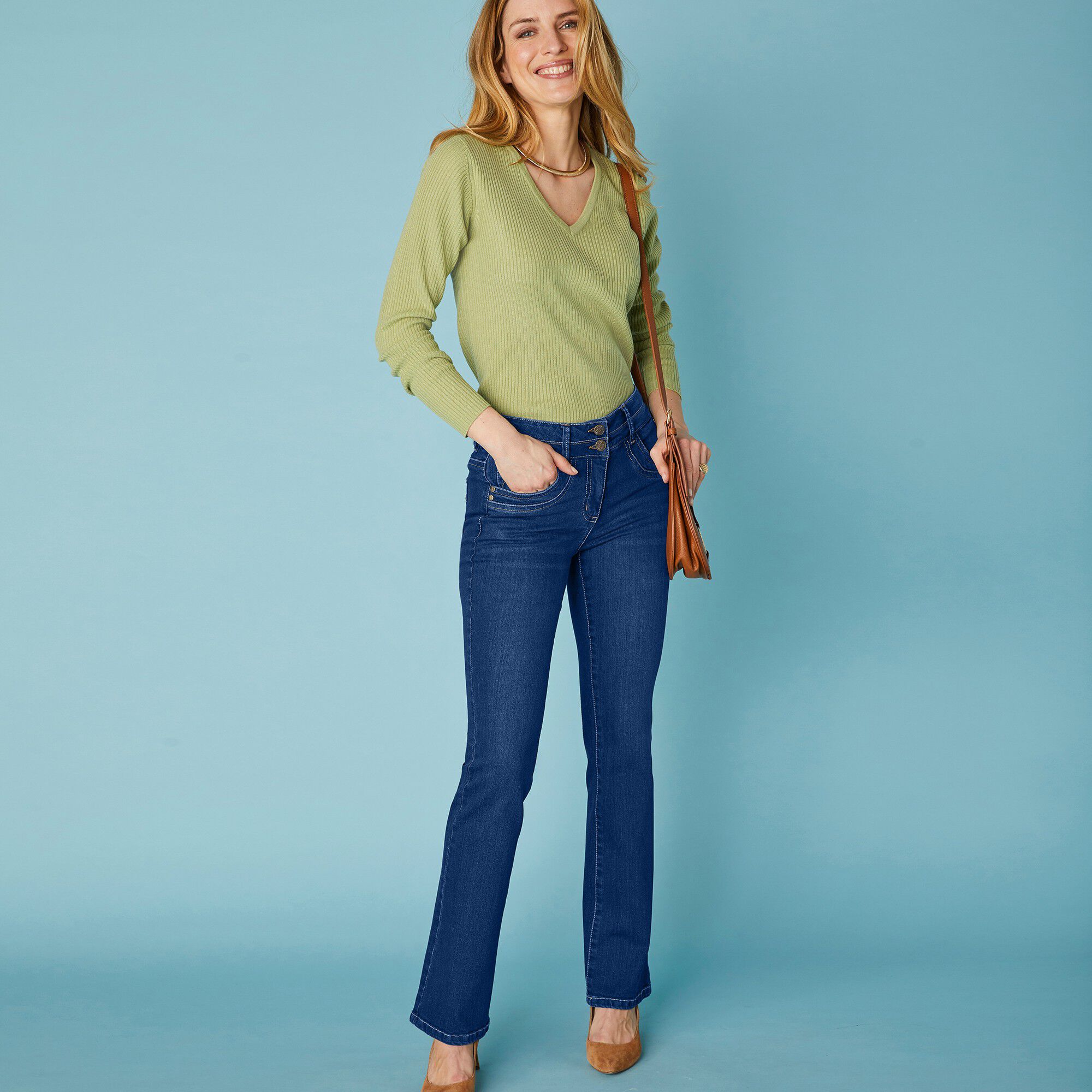 Jean délavé coupe bootcut stretch