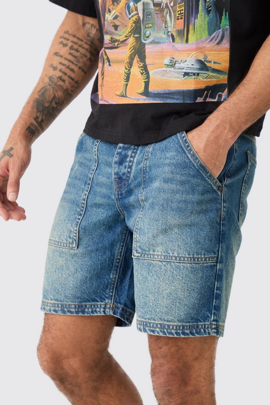 Slim Jeansshorts mit Kontrast-Naht