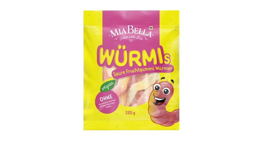 MIA BELLA Saure Fruchtgummi Würmer 220 g