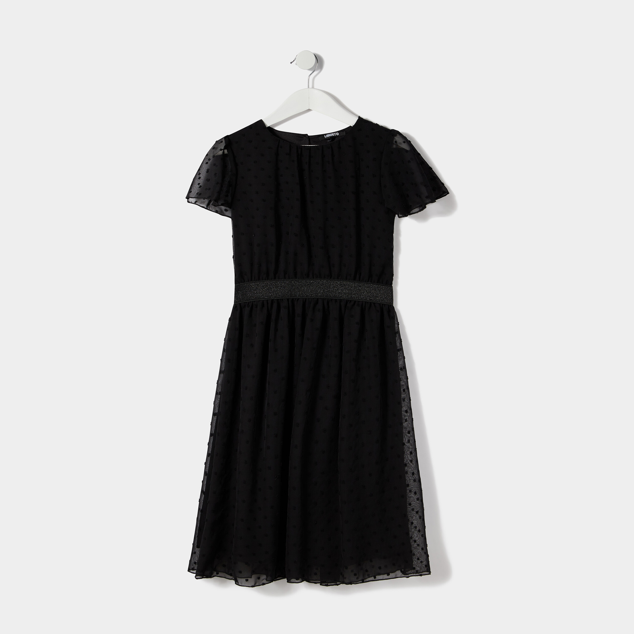 Robe de soirée évasée plumetis Liberto noir fille | La Halle
