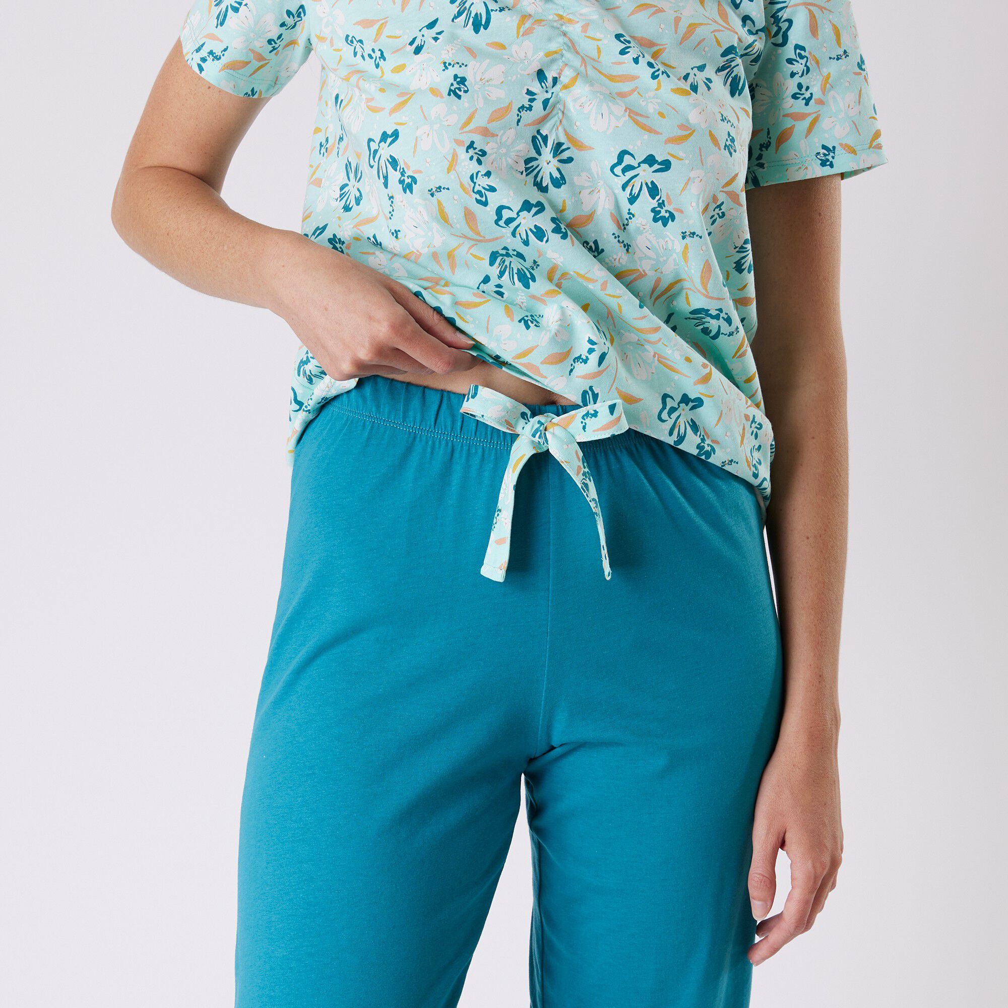 Pantalon court pyjama imprimé placé 