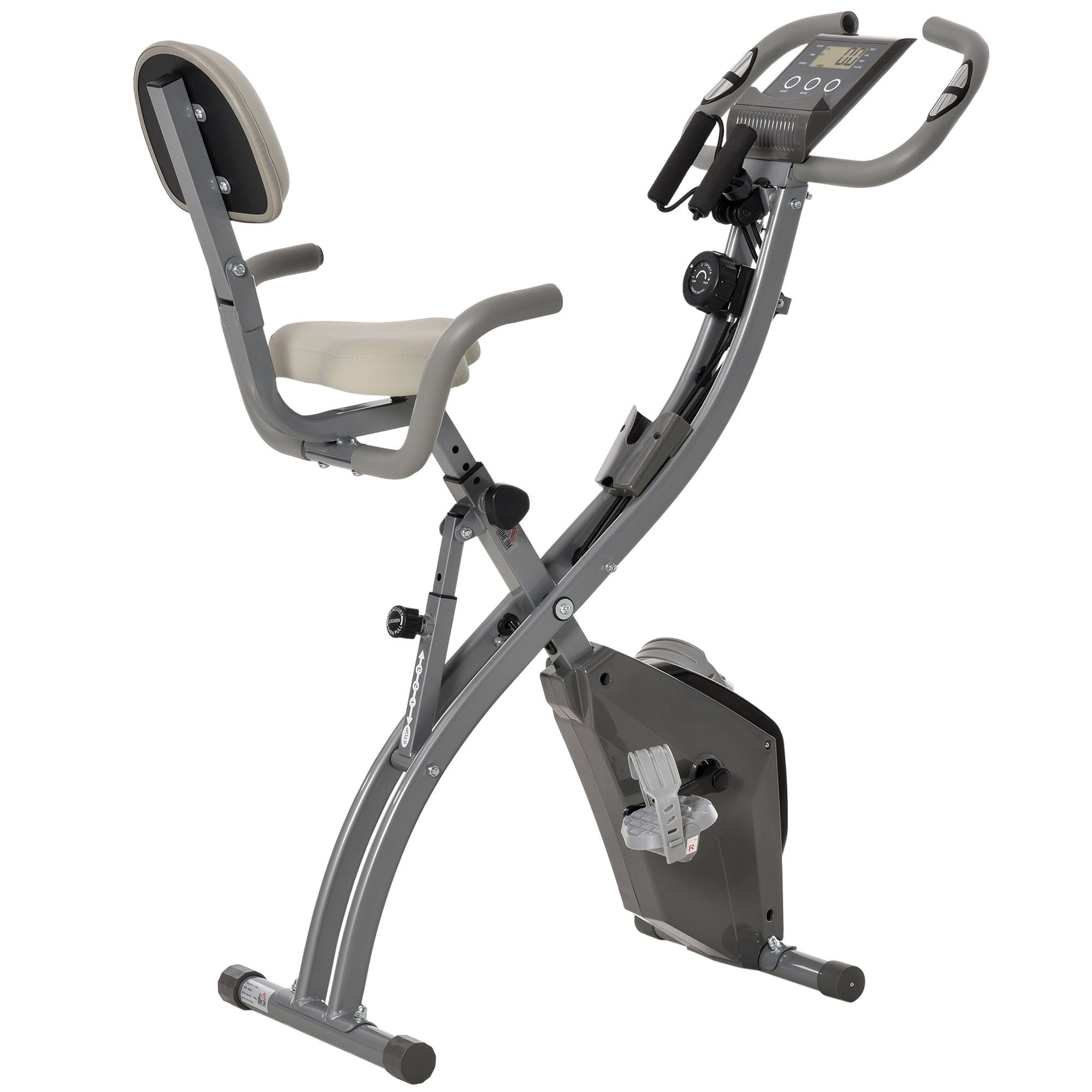 HOMCOM Heimtrainer X-Bike 2-in-1 Fahrradtrainer Hometrainer Trimmrad (1-tlg., Mit LCD-Monitor), X-Bike Fahrradtrainer LCD-Display klappbar einstellbar Grau