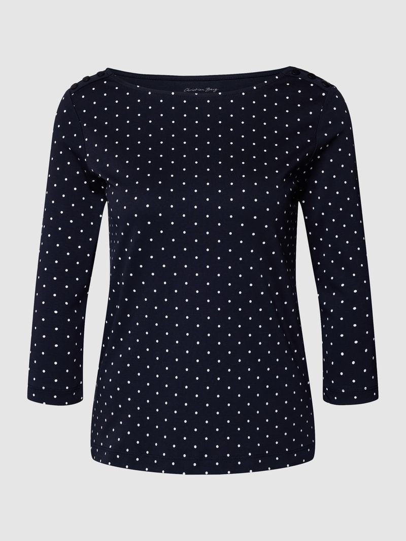 Longsleeve mit Polka Dots in dunkelblau