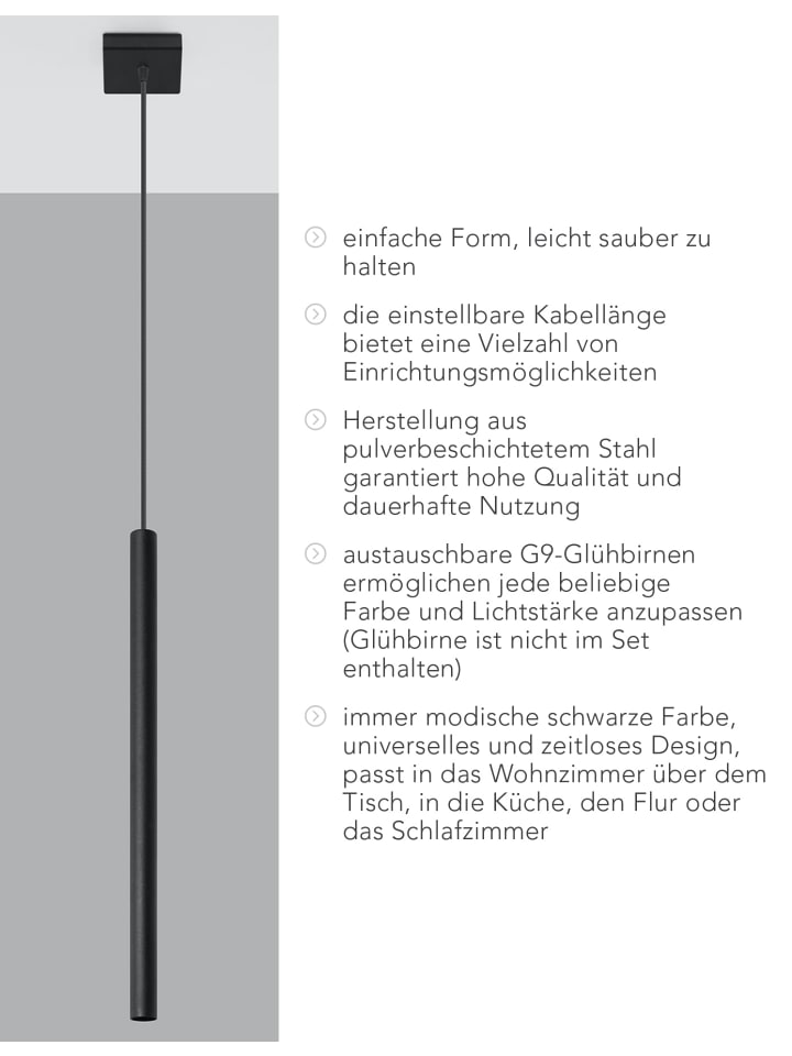 Nice Lamps Hängeleuchte FIDEUS 1in Schwarz stahl modern loft lampe 1xG9 LED NICE LAMPS günstig kaufen onesize