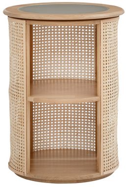 Leonique Beistelltisch Emilien, aus Eiche massiv, mit Rattan- Optik