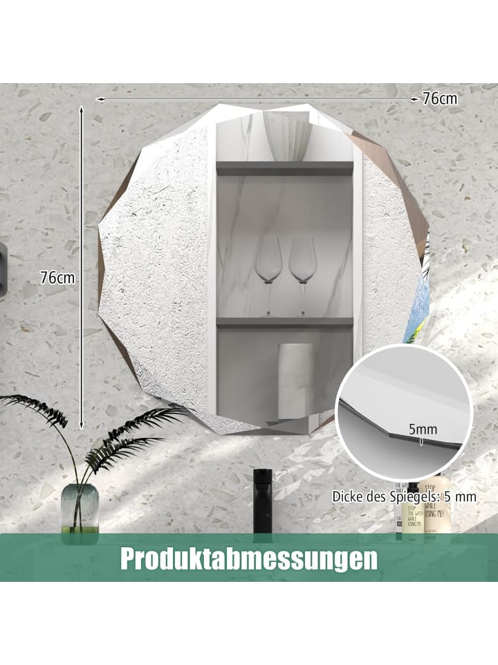 COSTWAY Badspiegel 76x76x5cm in Silber günstig kaufen onesize