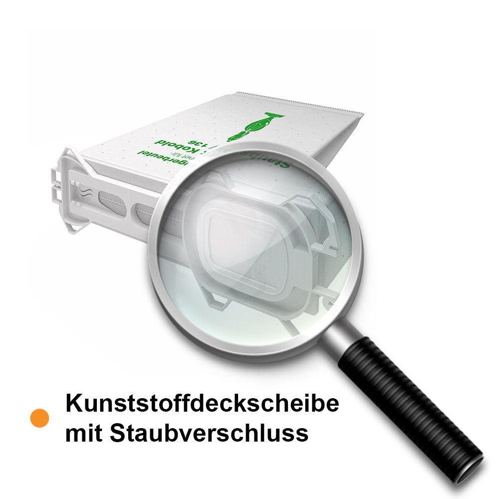 McFilter Staubsaugerbeutel (12 Stück), passend für Vorwerk Kobold 135, 136, 135SC, VK 135 und VK 136, 12 St., 5-lagiger Staubbeutel aus Vlies, mit Hygieneverschluss