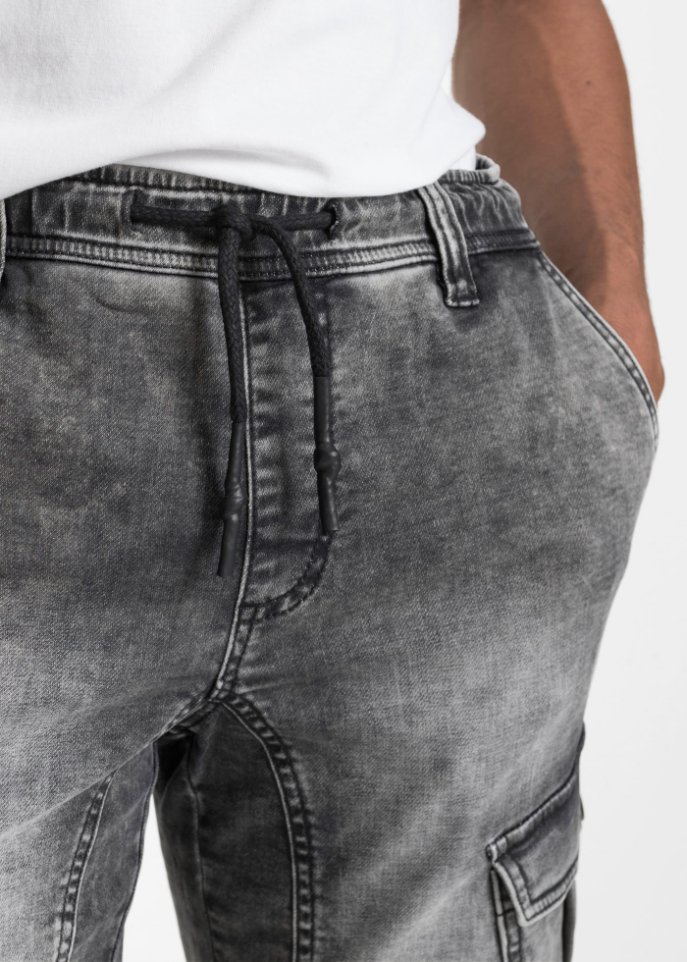 Sweatjeans-Bermuda mit Cargotaschen, Regular Fit
