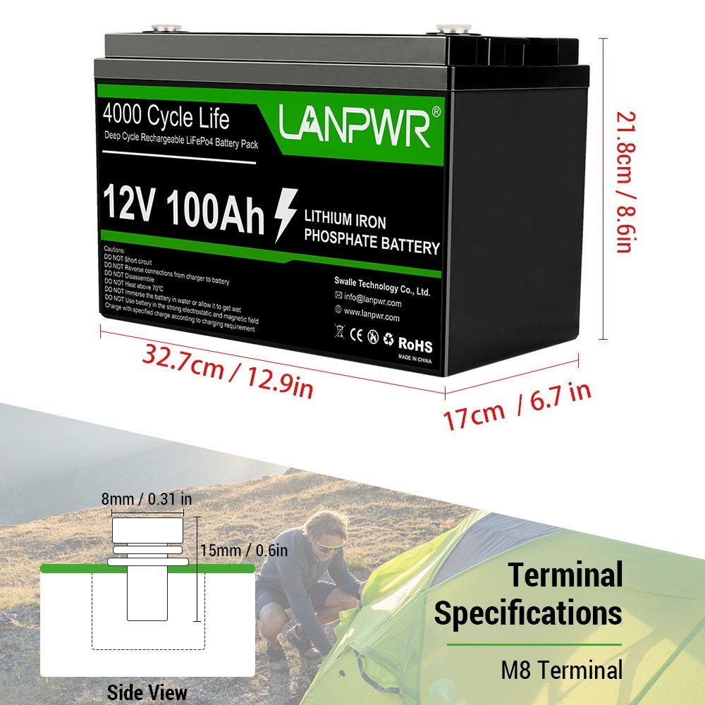 Tidyard Stromerzeuger 12V 100AH LiFePO4-Akku,Akkus und PowerBanks,Leichtgewicht Batterie, (Energiespeicherbatterie, LiFePO4 Batterie Powerstation für Stromausfall, Reise,Camping,Angeln), Notstromversorgungen,Max. Last-/Wechselrichterleistung: 1280 W