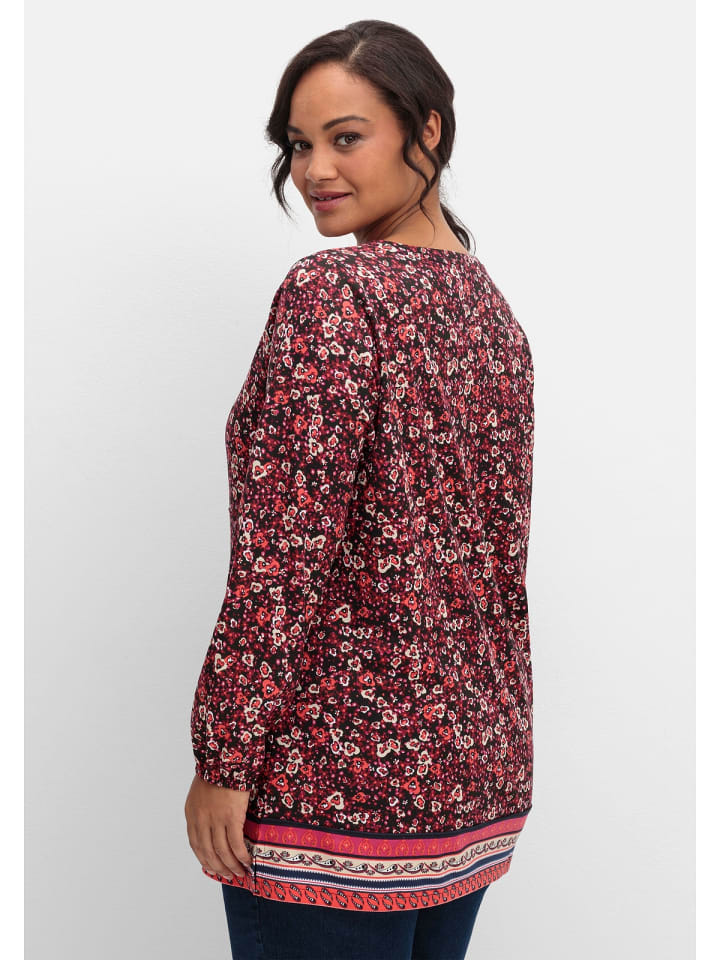 sheego Langarmshirt in weinrot gemustert günstig kaufen