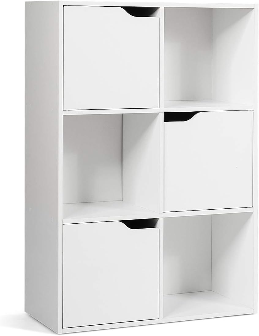 Costway COSTWAY Bücherregal mit 6 Fächer, 3 Türen