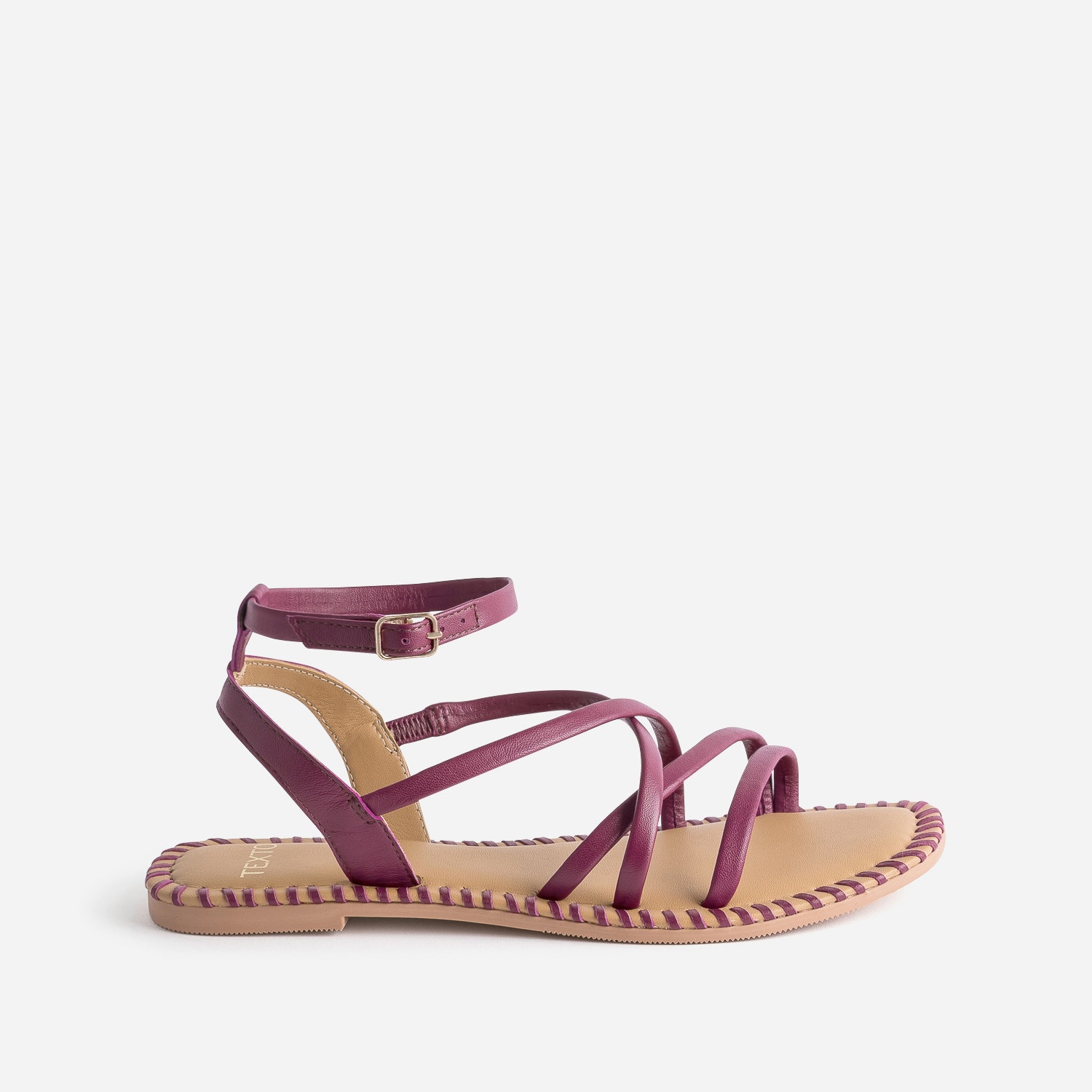 Sandale TEXTO prune en cuir
