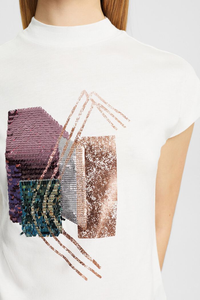 T-Shirt mit Paillettenapplikation, TENCEL™