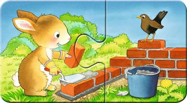 Kinderpuzzle ab 2 Jahren - Tierische Baustelle - 2 Teile