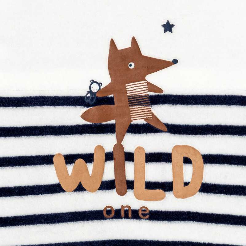 Dors-bien velours à rayures renard bleu bébé garçon