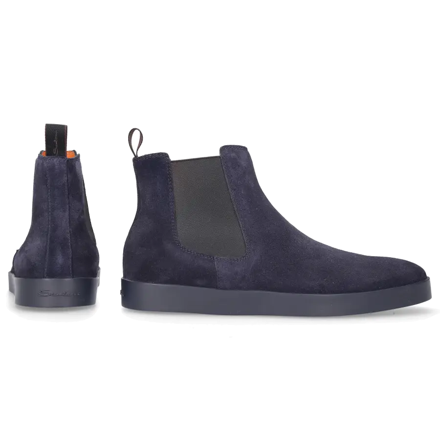 Santoni - Chelsea Boots 17833 Veloursleder - blau