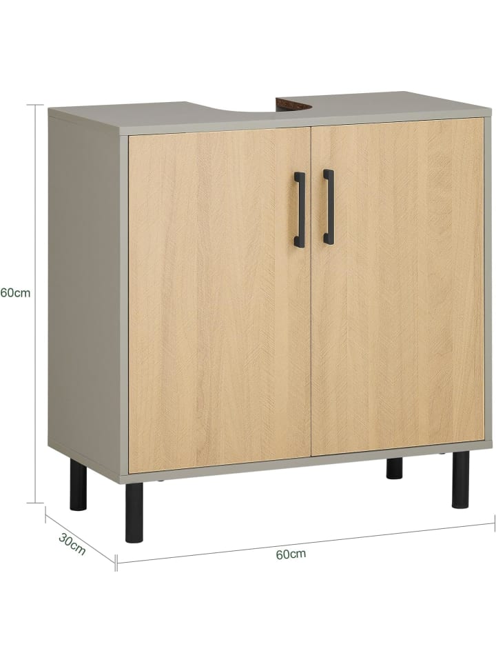 SoBuy Waschbeckenunterschrank in Naturgrau - (B)60 x (H)60 x (T)30cm günstig kaufen onesize