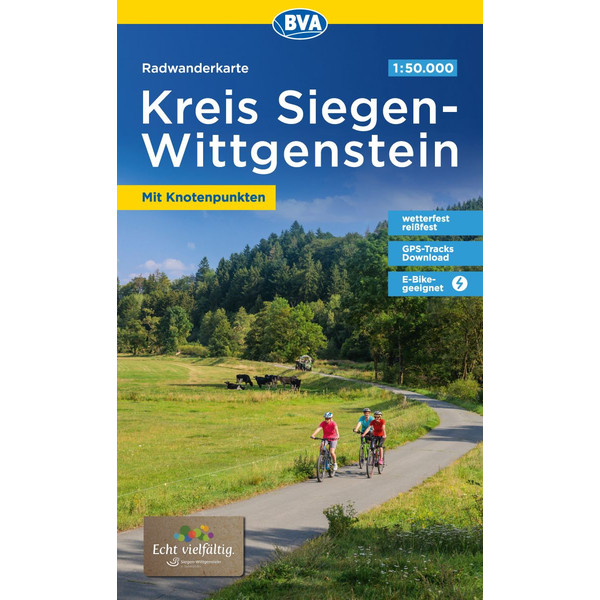 RADWANDERKARTE BVA KREIS SIEGEN-WITTGENSTEIN MIT KNOTENPUNKT - Fahrradkarte