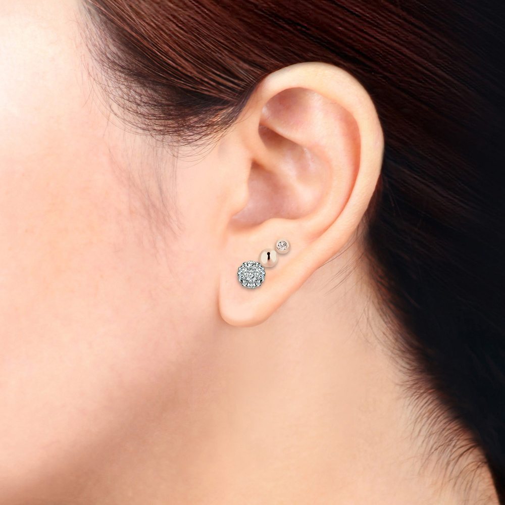 Elli Elli Boucles d'Oreilles 3er Set Kristalle rosé vergoldet Boucles d'oreilles