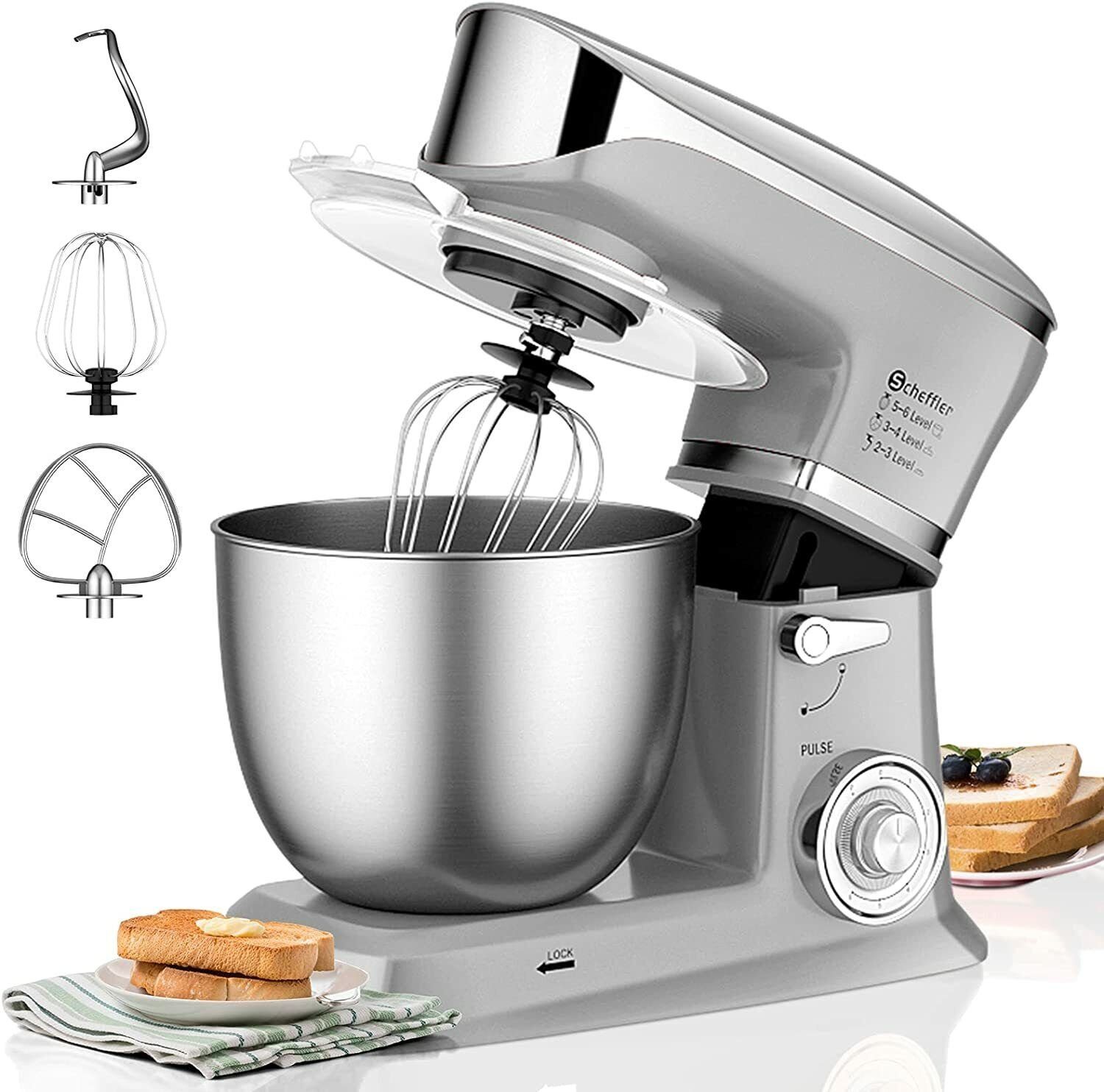 Scheffler Küchenmaschine 6 Geschwindigkeiten, 2000,00 W, 5,00 l Schüssel, inklusive Knethaken, Flachrührer, Schneebesen