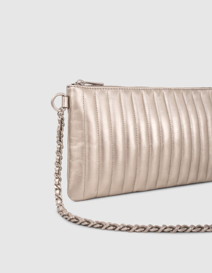 La pochette 111 en cuir Silver matelassé Femme