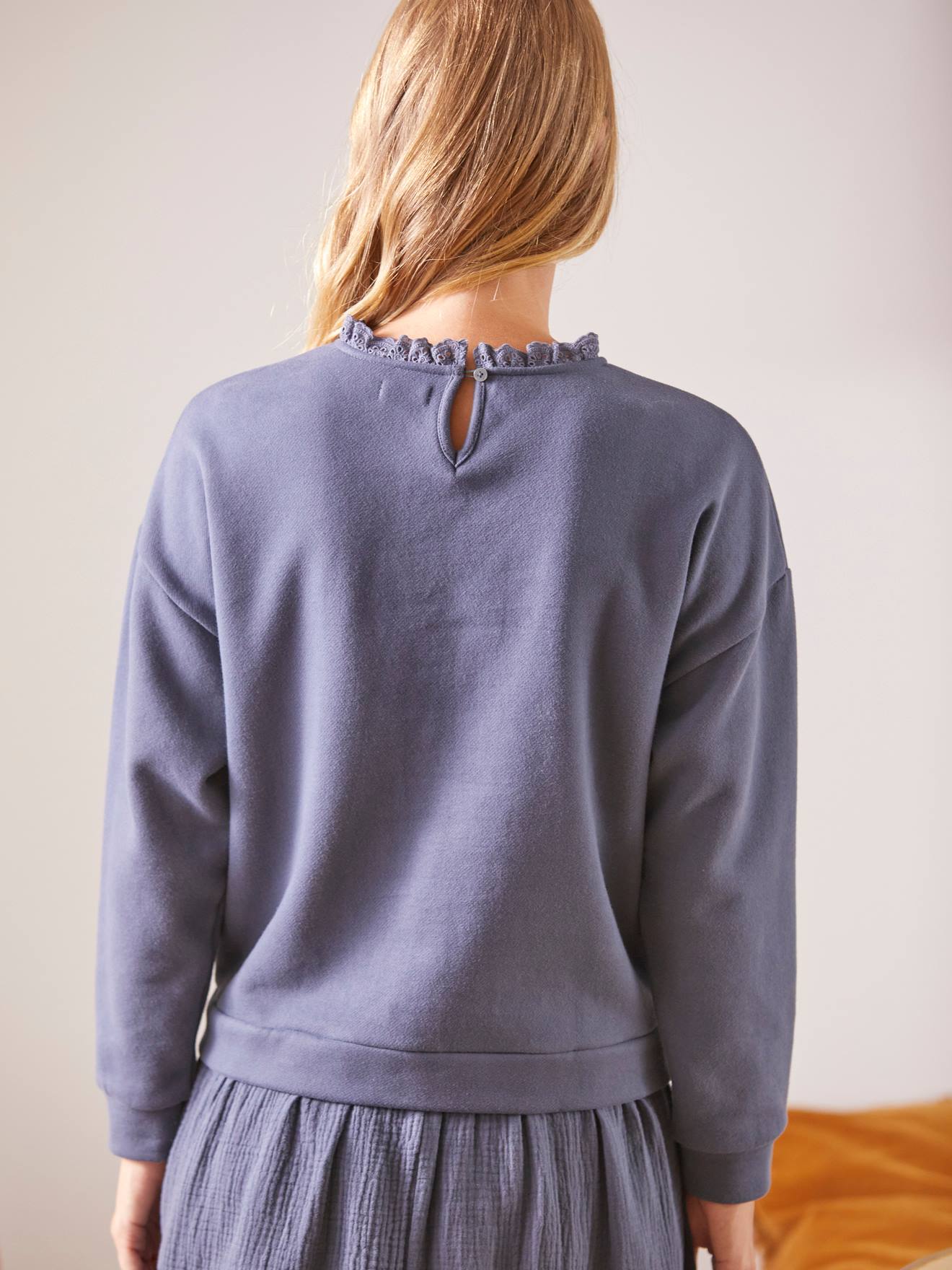 Robe courte bi-matière grossesse et allaitement gris anthracite