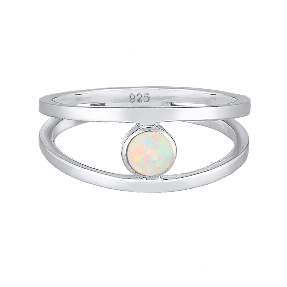 Elli Elli Bague Femmes Opale Synthétique à Double Sein en Argent Sterling 925 Bague