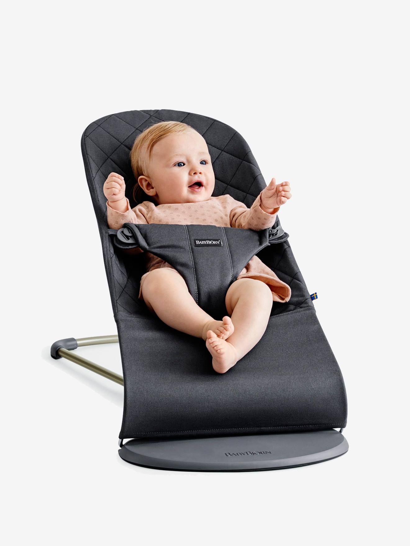 Transat Bliss en coton BabyBjörn gris clair/matelassage pétales