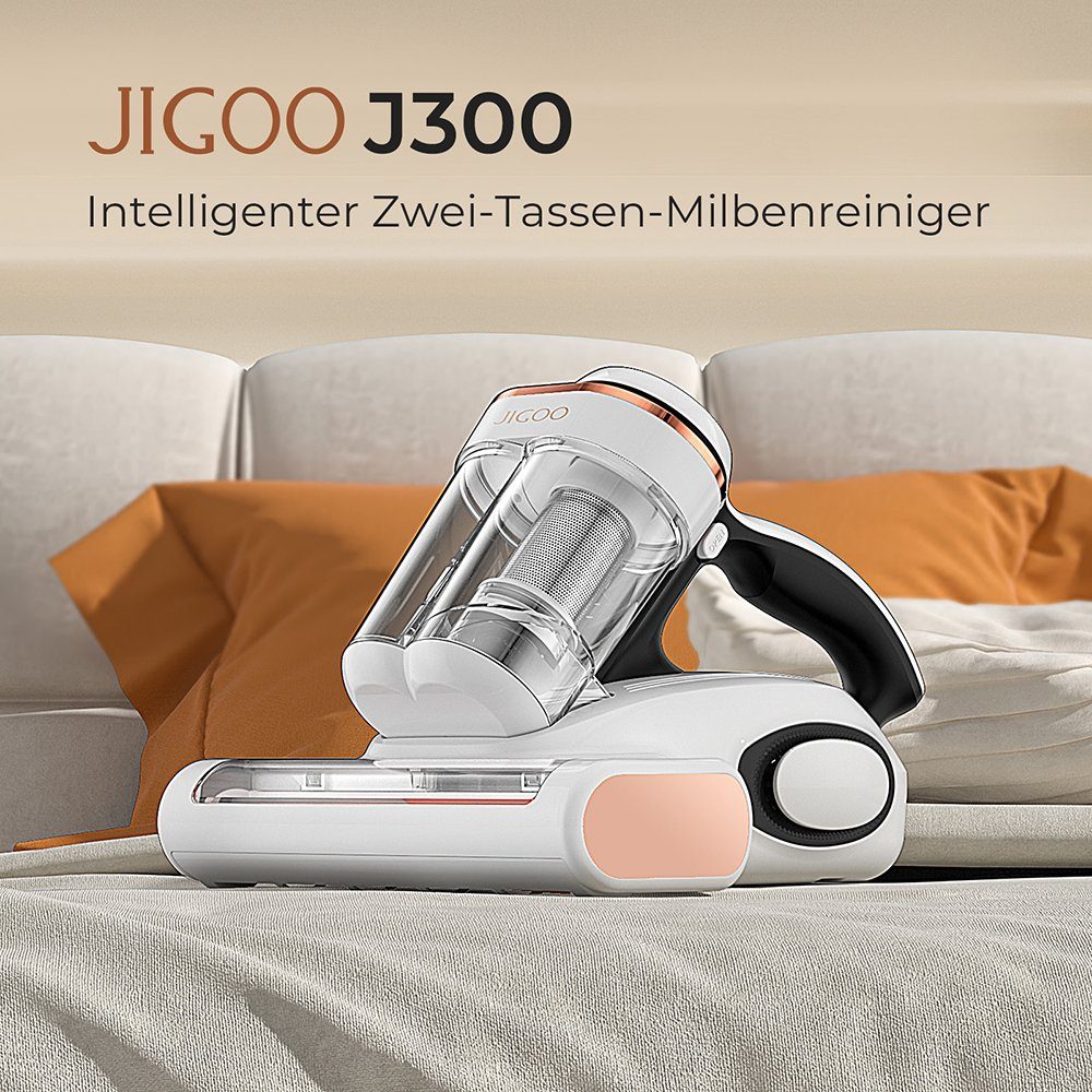 Jigoo Matratzenreinigungsgerät J300 Milbensauger, 500 W, beutellos, UV-C Light, Ultraschallfunktion, für Hausstauballergiker