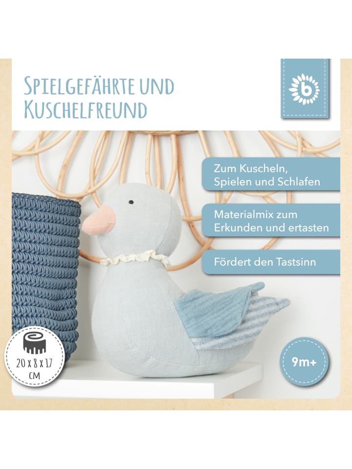 Bieco Spielwaren Kuscheltier aus Leinen & Musselin Ente - ab Geburt in Blau günstig kaufen onesize