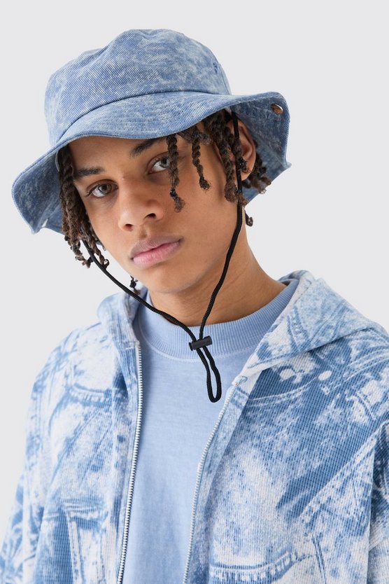Blauer Denim-Anglerhut