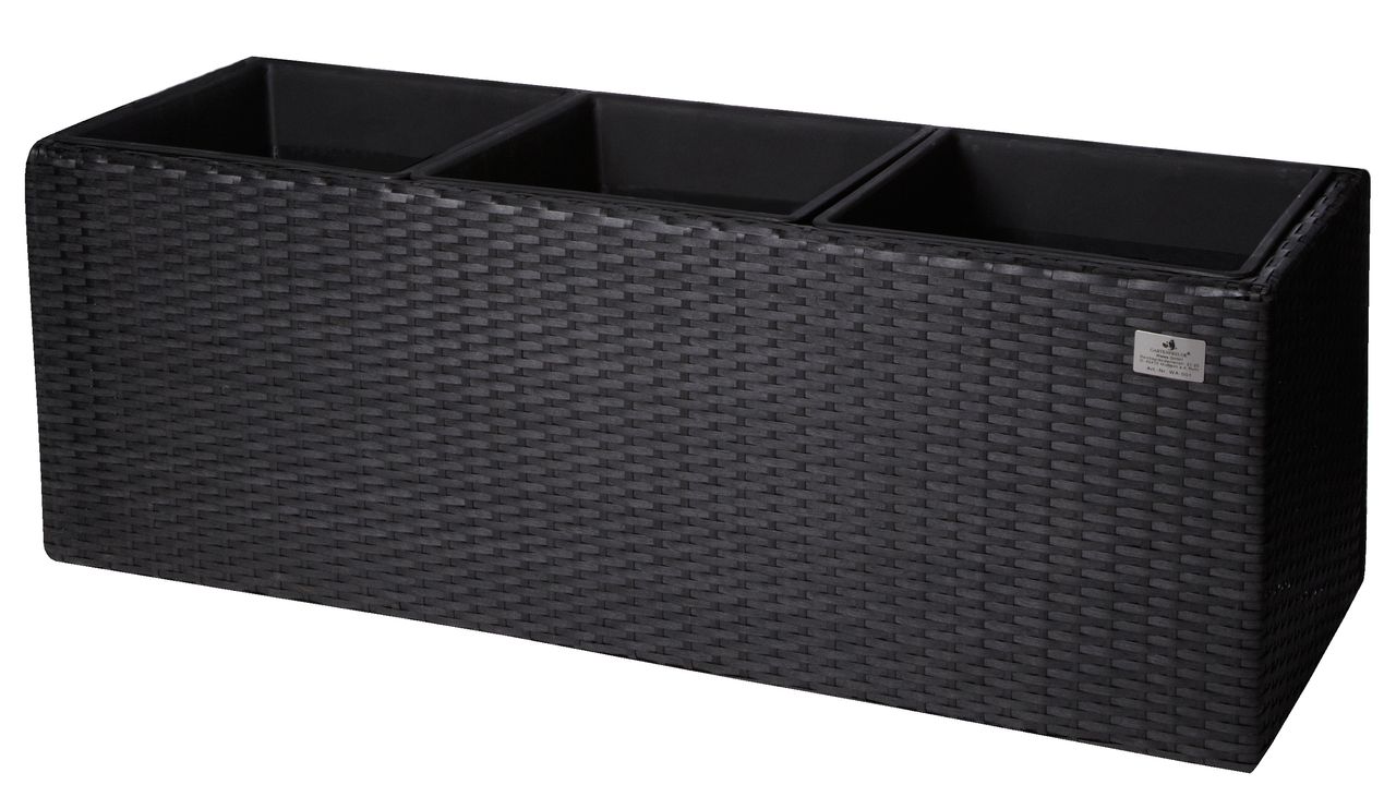 Weles Pflanzkübel Polyrattan 76 x 26 x 29,5 cm, für Innen und Außen, Kunststoffeinsatz, anthrazit