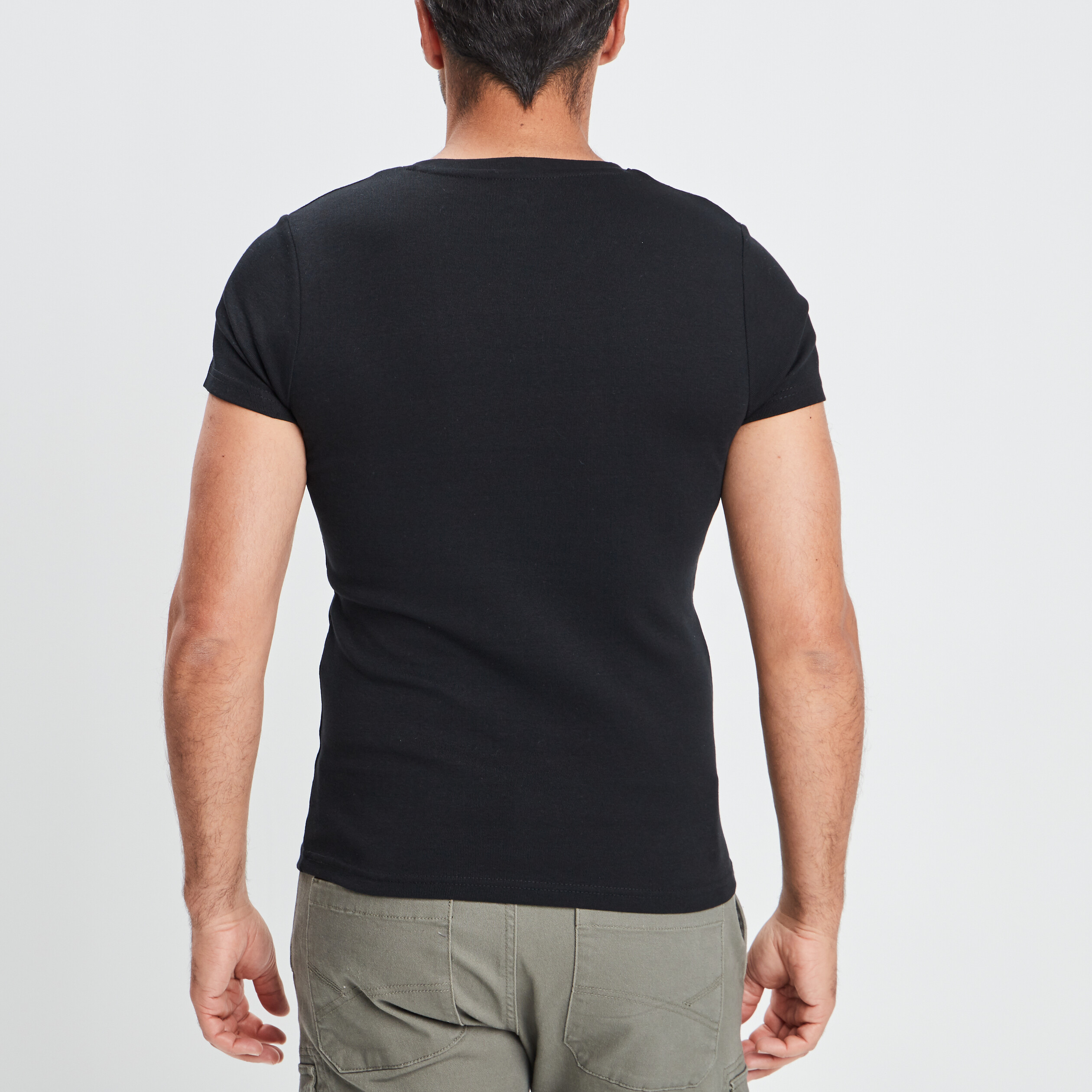 T-shirt manches courtes ajusté noir homme | La Halle