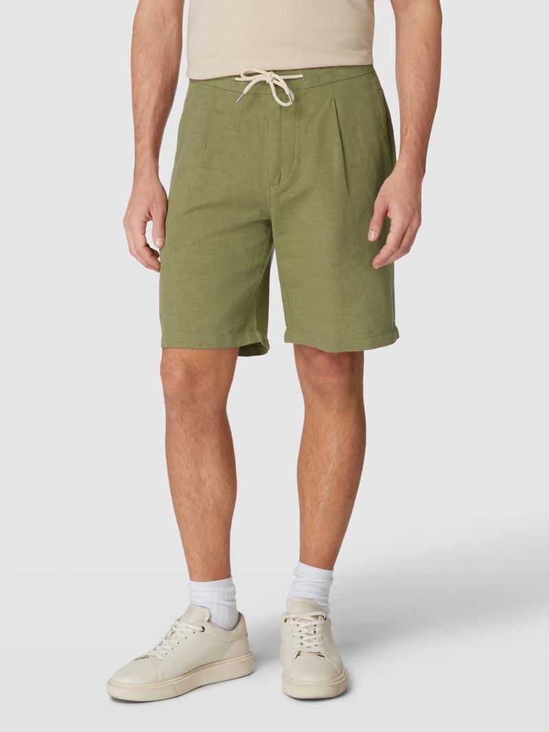 Shorts mit Bundfalten Modell 'alfonso' in khaki