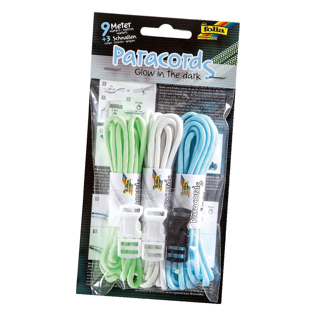 Paracords Glow in the dark, 9 m & Zubehör
