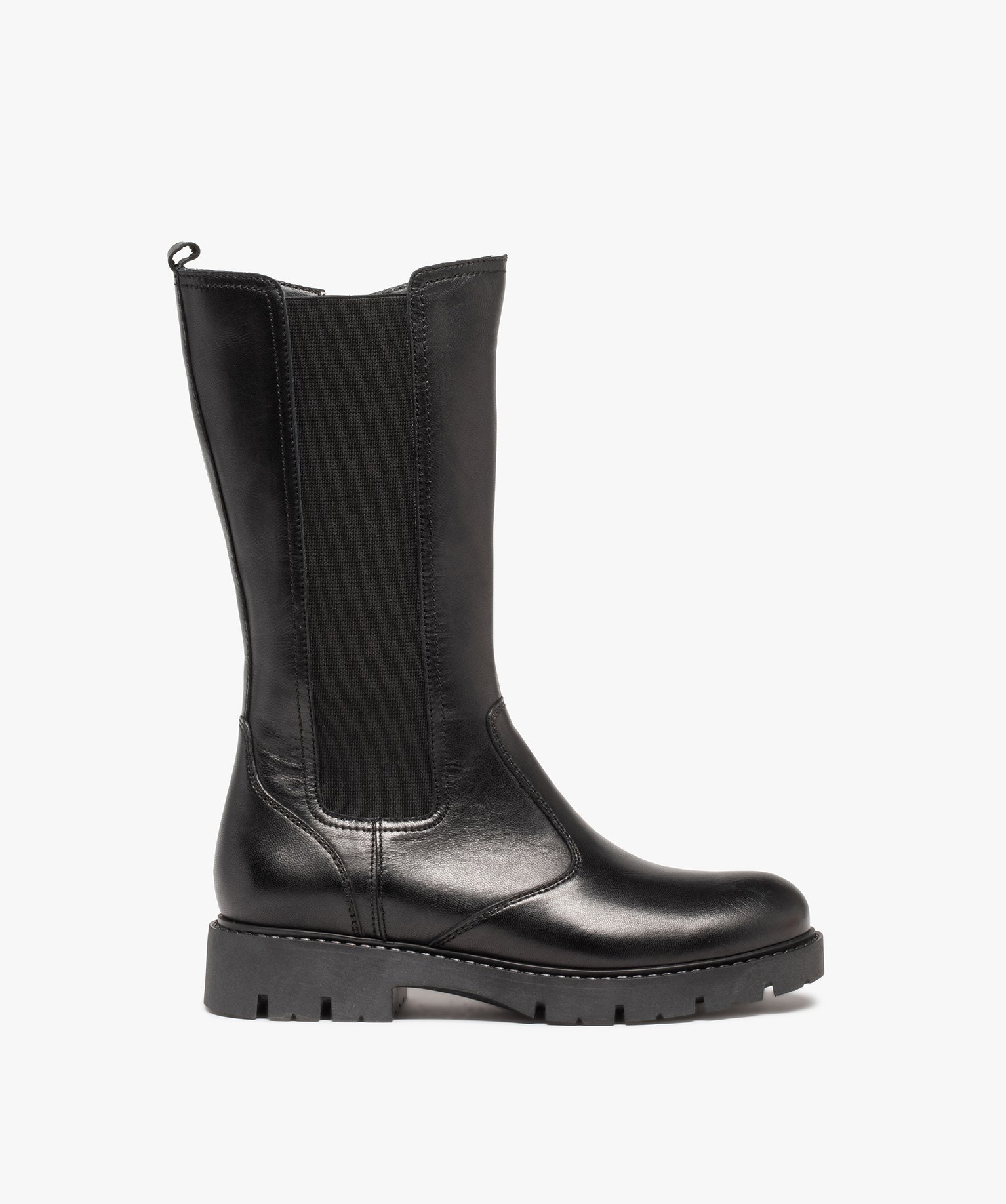 Bottes fille dessus cuir uni à semelle crantée - Tanéo noir | GEMO