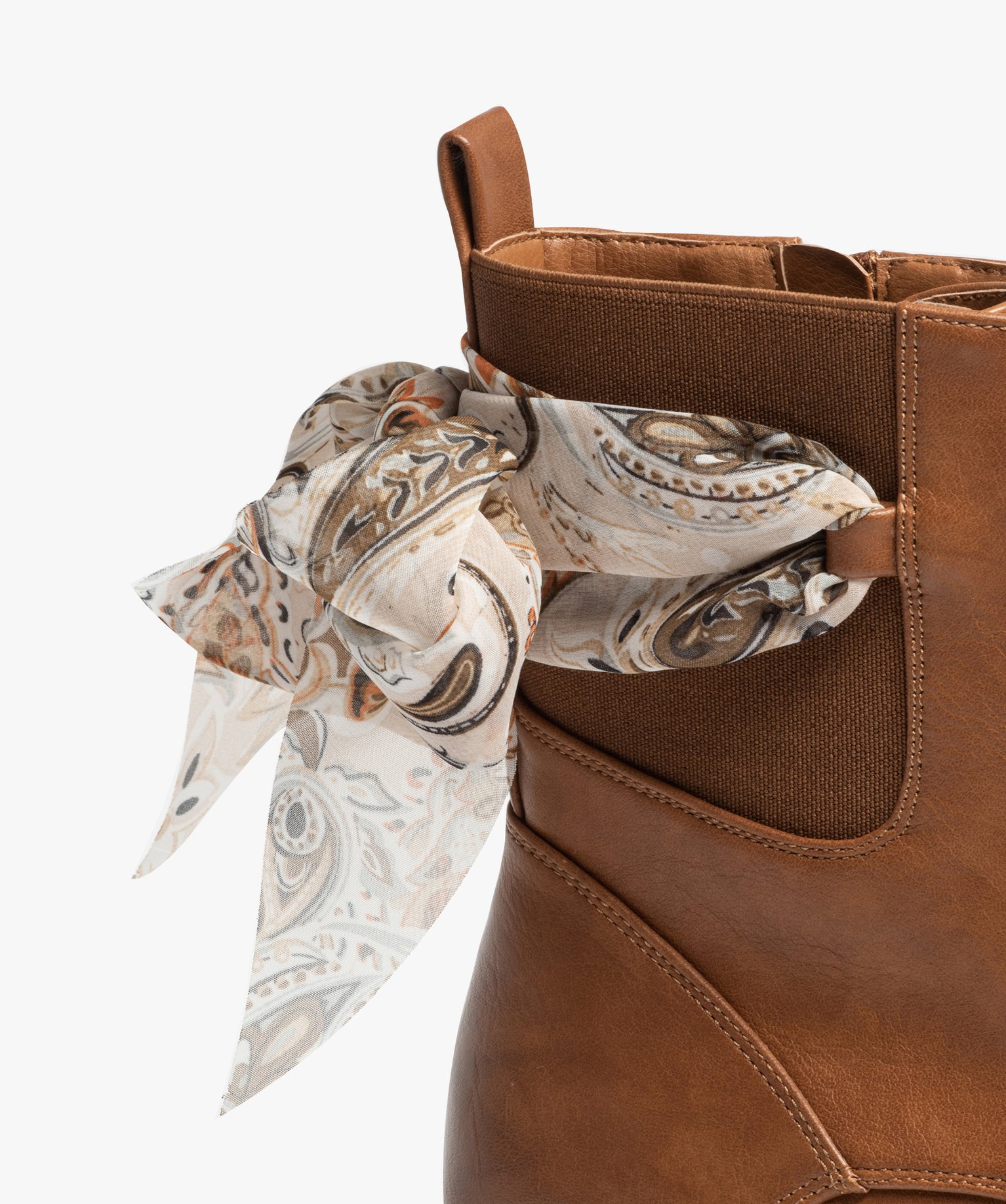 Bottines lacées à foulard noué femme camel | GEMO
