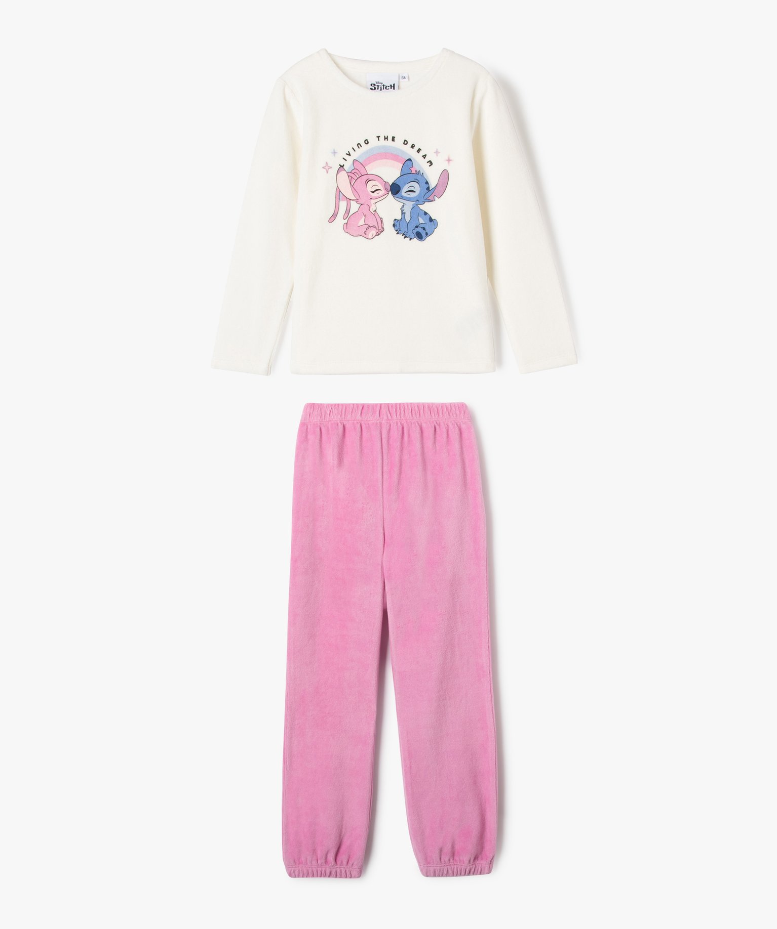 Pyjama en velours avec motifs Stitch fille - DS blanc | GEMO