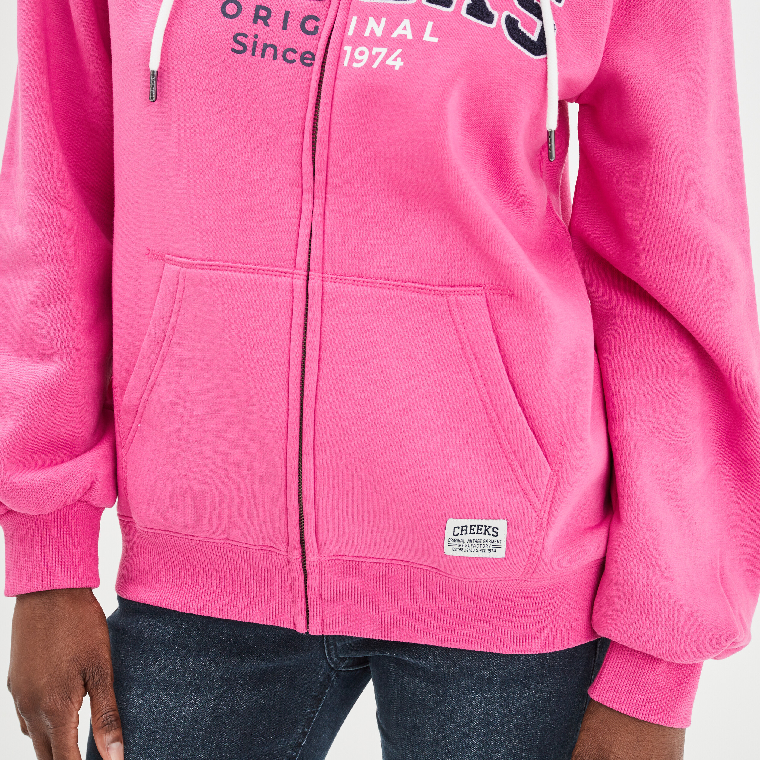 Sweat zippé à capuche hoodie rose fushia femme | La Halle