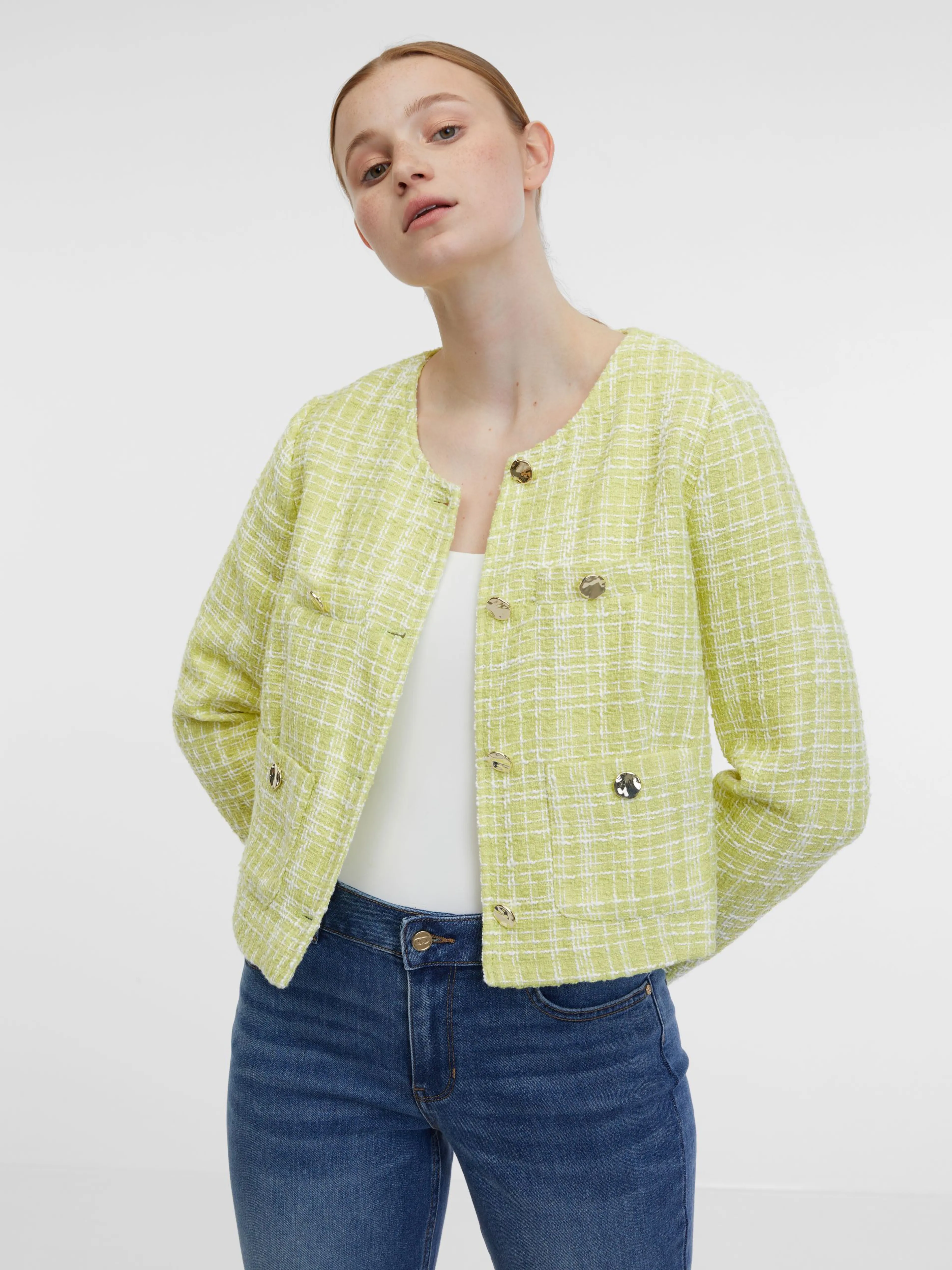 Hellgrüne Tweed-Damenjacke ORSAY