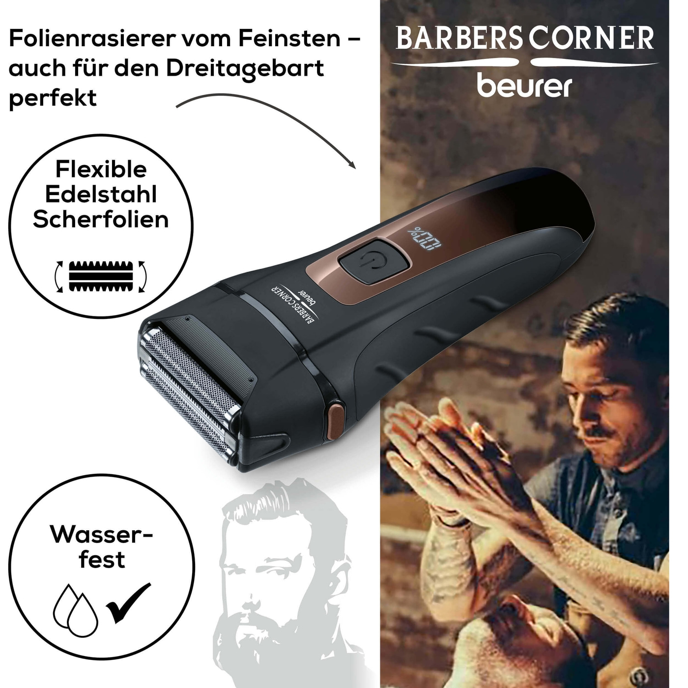 Beurer HR 7000 Folienrasierer-Bartschneider mit Scherfolie & ausfahrbarem Detailtrimmer